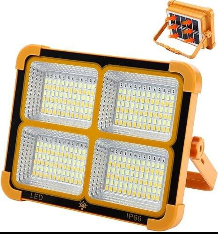 چراغ شارژی/پروژکتور خورشیدی قابل حمل PaLma مدل 1200W چهار پنل LED با باتری لیتیومی و IP66