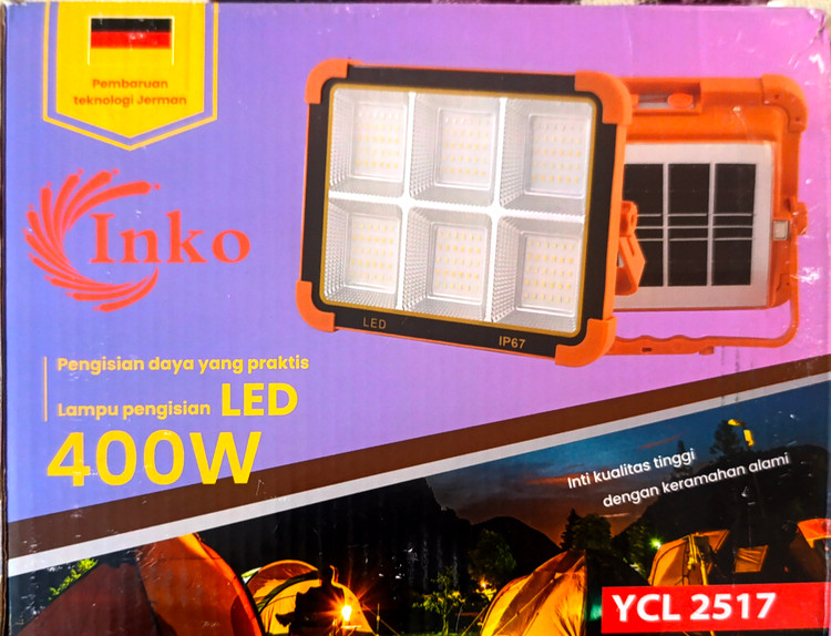 چراغ شارژی و پروژکتور خورشیدی Inko مدل YCL 2517 توان 400 وات