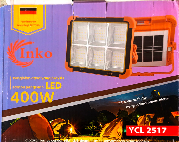 چراغ شارژی و پروژکتور خورشیدی Inko مدل YCL 2517 توان 400 وات